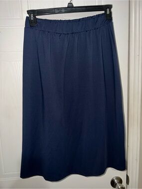 Nuggles Athletic Navy Midi A-Line Skirt with Elastic Waist Leggings Modest